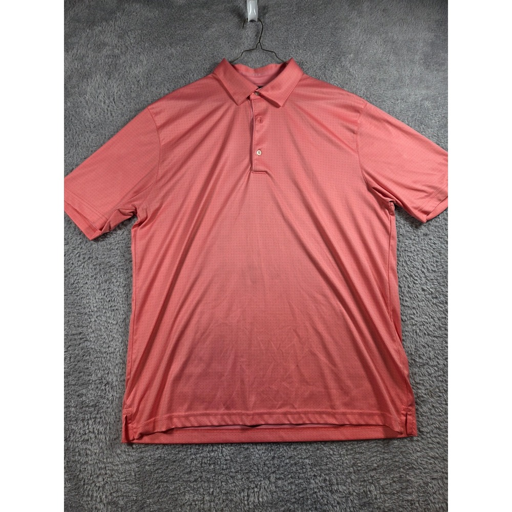 Greg Norman Polo Shirt XL Coral Pink Mens PlayDry ML75 Micro-Print Short Sleeve